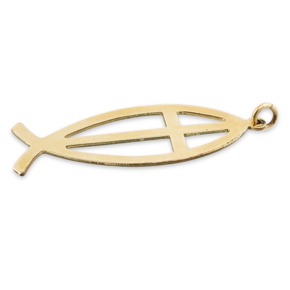 Vintage 12K Gold Filled Jesus Fish Cross Necklace Pendant Religious Ichthys - Picture 4 of 6